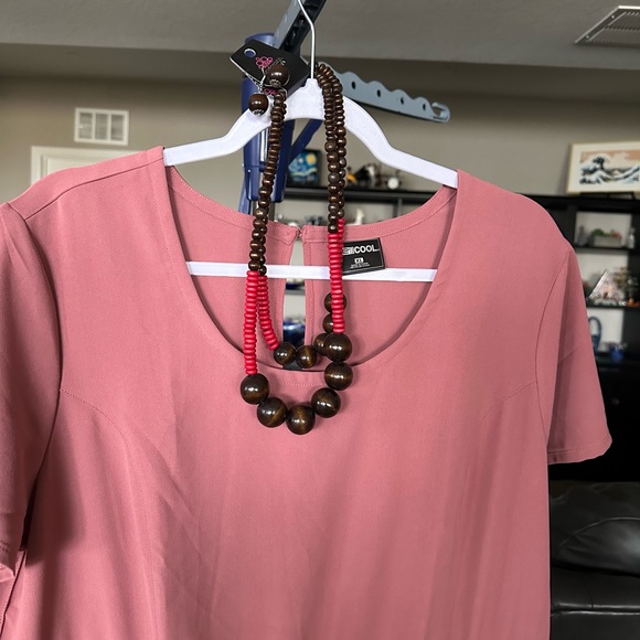 32 degrees NWT pink lightweight short sleeve Dress with necklace. XL - Picture 8 of 9